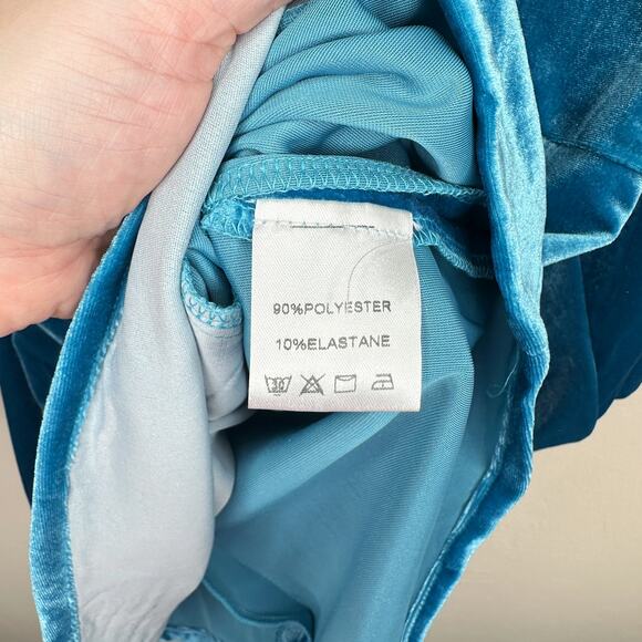 NWT KAI Collective Beebeeta Off Shoulder Turquoise Lace Up Velvet Mini Dress XL - Picture 16 of 16